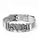 Silver Color Stainless Steel Mesh Watch Belt Bracelets For Women Men Couple Rose Gold Plated Lover Heart Charm Bracelet Bangle