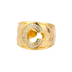 Chunky Wide Zircon Initial Letter Rings For Women Stainless Steel Opening Finger Ring Hip Hop Minimalist Jewelry Gift Femme