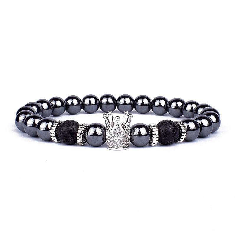 Obsidian Lion Head Charm Bracelet