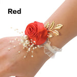 Girls Bridesmaid Wrist Flowers Wedding Prom Party Boutonniere Satin Rose Bracelet Fabric Hand Flowers Wedding Supply Accessories
