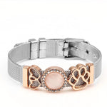 Silver Color Stainless Steel Mesh Watch Belt Bracelets For Women Men Couple Rose Gold Plated Lover Heart Charm Bracelet Bangle