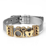 Silver Color Stainless Steel Mesh Watch Belt Bracelets For Women Men Couple Rose Gold Plated Lover Heart Charm Bracelet Bangle