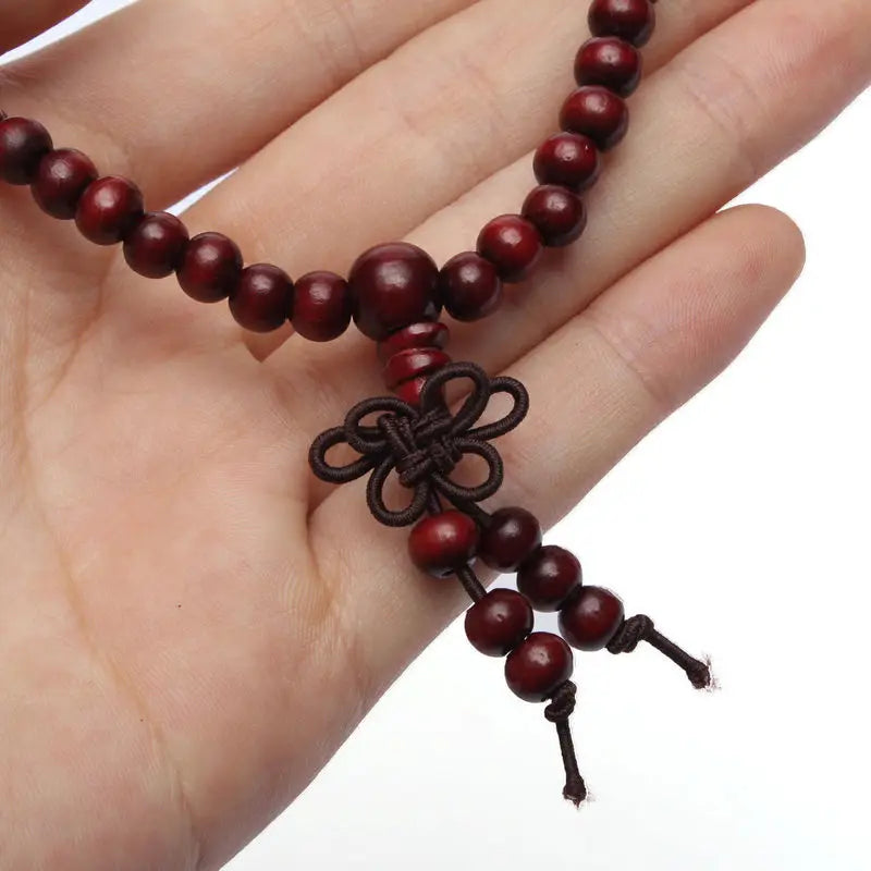 9 Styles 6mm Natural Sandalwood Buddhist Buddha Wood Prayer Beaded Knot black ebony Unisex Men Bracelets & Bangles for Women