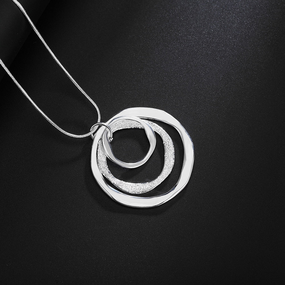 925 Sterling Silver Circle Chain Pendant Necklace