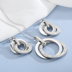 Stainless Steel Jewelry Sets For Women Three Rounds Pendant Necklace Earrings Set Women Fashion Zirconia Wedding Jewelry