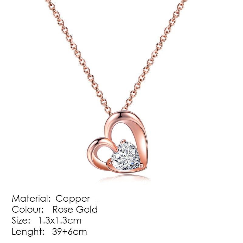 Exquisite Heart shape, ravishing Pendant Necklaces crafted from Copper and bejeweled with Cubic Zirconia - designed to make any look sophisticated. Women's Fashion Necklaces, with a Link Chain finish, perfect for any occasion.