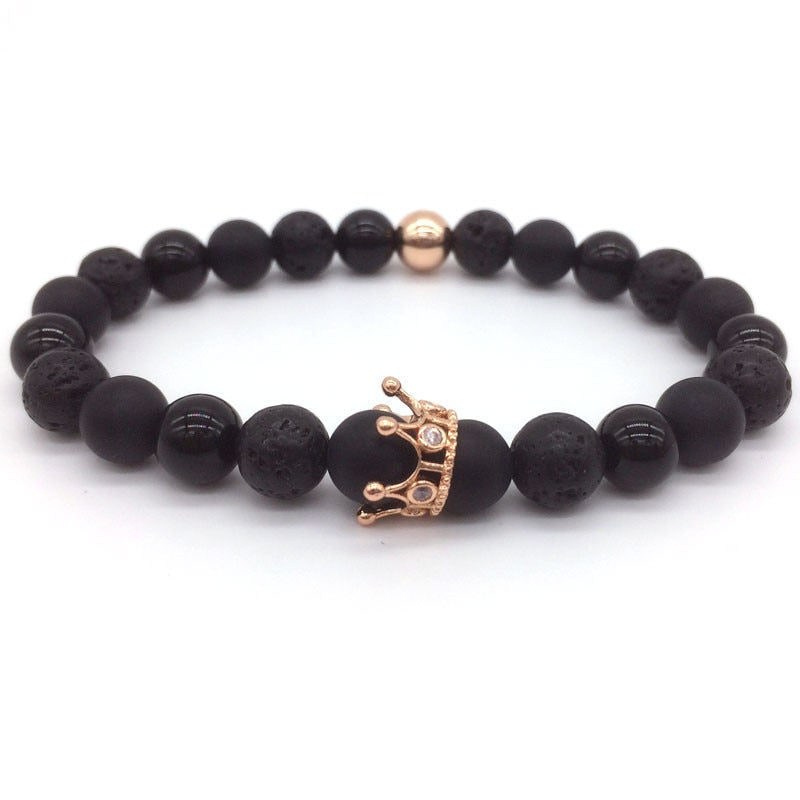 Trendy Lava Stone Imperial Crown Bracelet