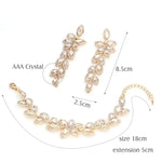 Gold Silver Color Crystal Bridal Jewelry Sets Leaves Shape Bridal Bracelet Earrings Wedding Jewelry Sets for Women