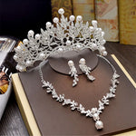 Luxury Bridal Necklace Wedding Jewelry Sets for Brides Jewellery Pearl Tiara Crown Earrings Set Birthday Party Women Accessories