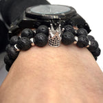 Trendy Lava Stone Imperial Crown Bracelet