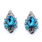 Black Resin Sweet Metal with Gems Stud Earrings