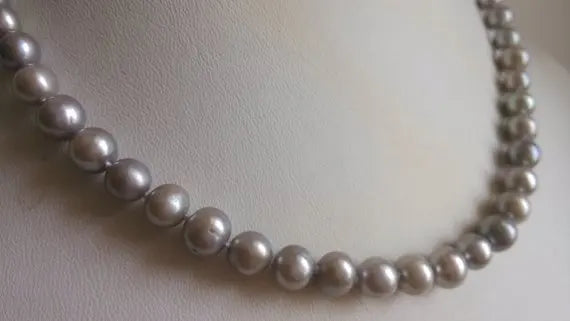 Unique Pearls jewellery Store 7-8mm Gray Freshwater Pearl Necklace Earrings Jewellery Set Charming Women Wedding Party Gift