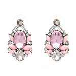 Black Resin Sweet Metal with Gems Stud Earrings