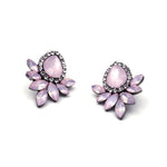 Black Resin Sweet Metal with Gems Stud Earrings