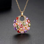 Luxury Multicolor Cubic Zirconia Big Round Necklace Pendant