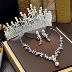 Luxury Bridal Necklace Wedding Jewelry Sets for Brides Jewellery Pearl Tiara Crown Earrings Set Birthday Party Women Accessories