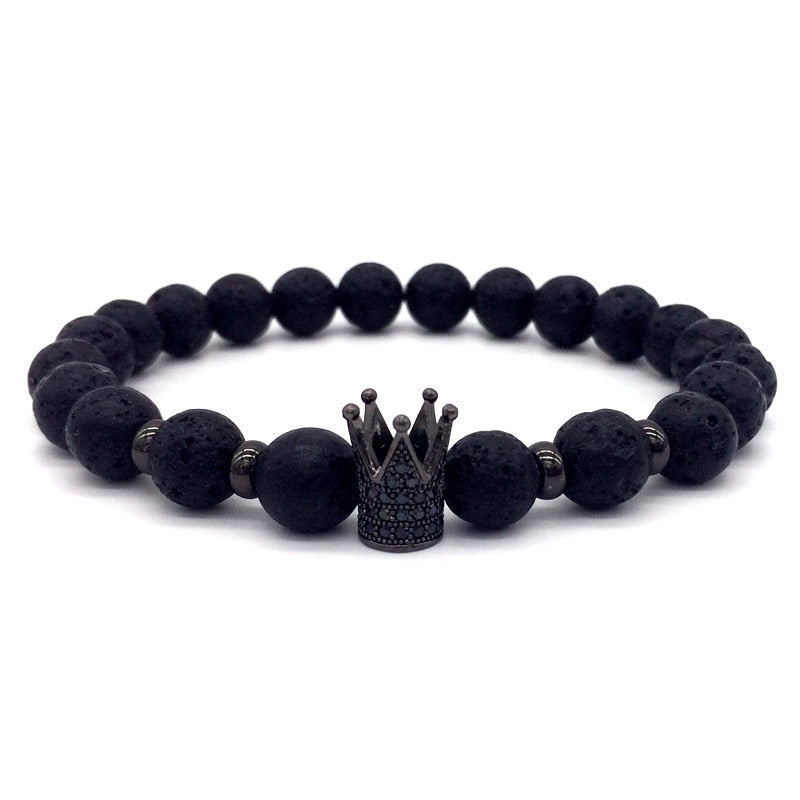 Trendy Lava Stone Imperial Crown Bracelet