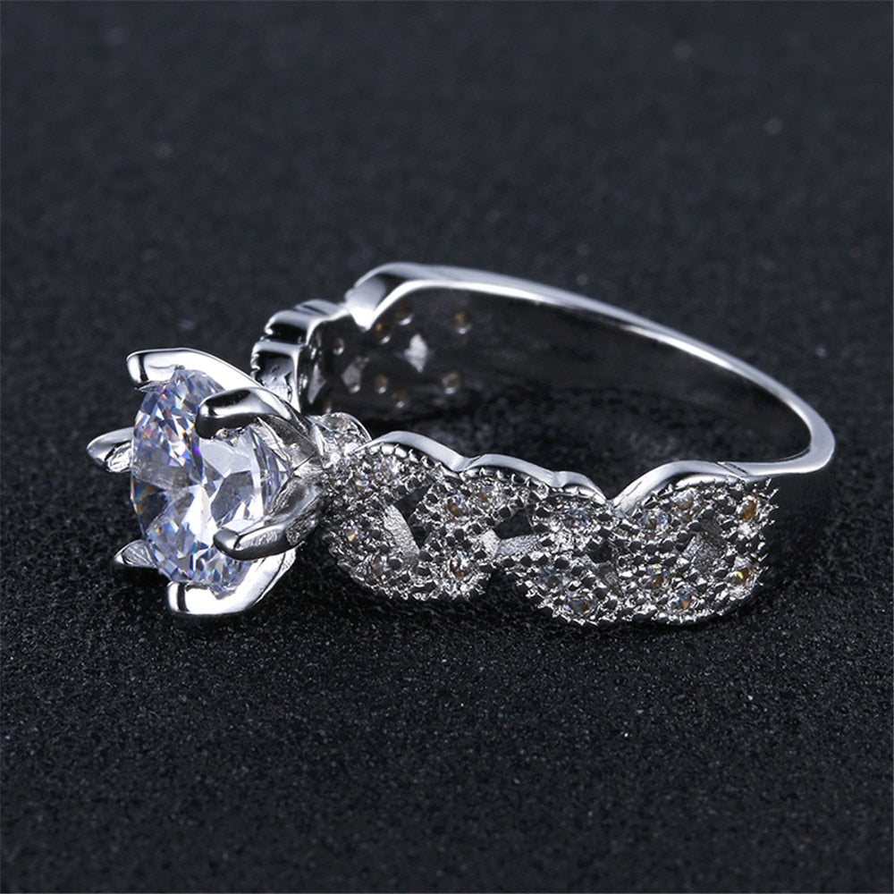 925 Sterling Silver 1.5 carat AAA Zircon Crystal Ring