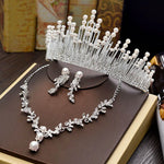 Luxury Bridal Necklace Wedding Jewelry Sets for Brides Jewellery Pearl Tiara Crown Earrings Set Birthday Party Women Accessories