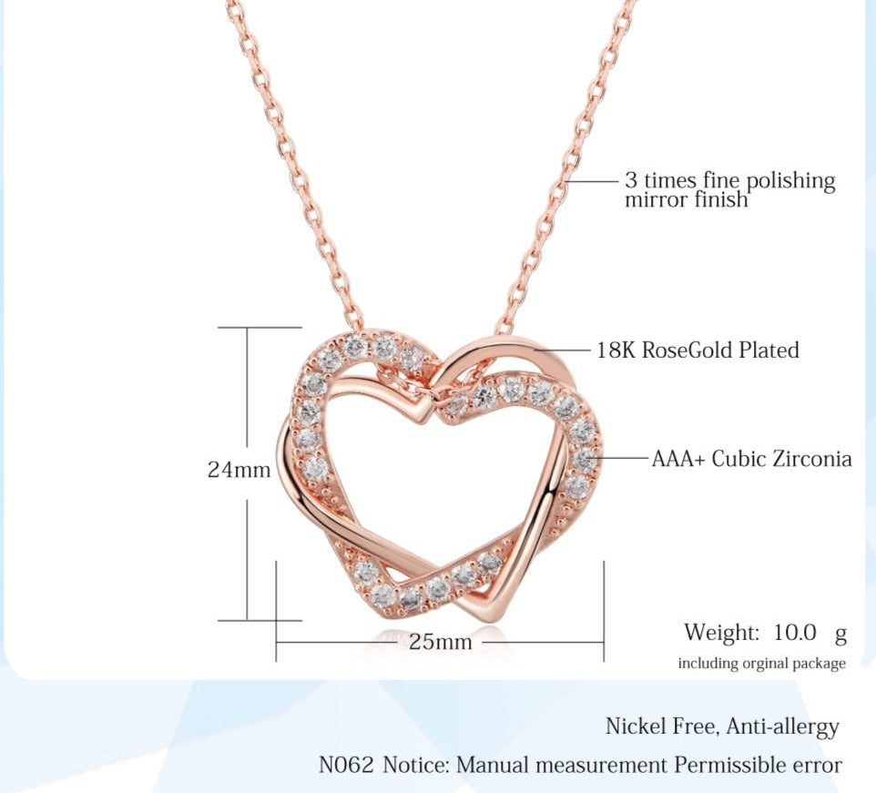 Exquisite Heart shape, ravishing Pendant Necklaces crafted from Copper and bejeweled with Cubic Zirconia - designed to make any look sophisticated. Women's Fashion Necklaces, with a Link Chain finish, perfect for any occasion.