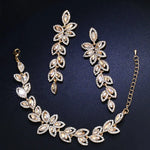 Gold Silver Color Crystal Bridal Jewelry Sets Leaves Shape Bridal Bracelet Earrings Wedding Jewelry Sets for Women