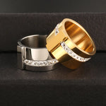 Elevate your style with our exquisite collection of wide rings for women. Crafted from high-quality stainless steel, these silver-colored rings feature a single row of sparkling cubic zirconia, adding a touch of luxury to any outfit. Perfect for wedding bands or everyday wear, these rings are designed to make a statement and enhance your femininity. Explore our range and find the perfect ring for you.