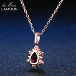 Teardrop Natural Red Garnet Gemstone 925 Sterling Silver Necklace