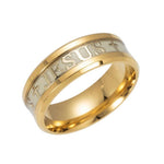 JESUS Letters Glow in the Dark Stainless Steel Ring