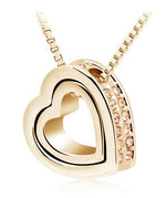 Austrian Crystal Double Heart Pendant Necklace