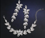 Gold Silver Color Crystal Bridal Jewelry Sets Leaves Shape Bridal Bracelet Earrings Wedding Jewelry Sets for Women