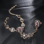 The exquisite vintage jewelry sets featuring fashion crystal flower designs, including unique bracelets and rings for women. These luxurious pieces are crafted in gold color, showcasing the elegance of Turkey's finest jewelry.