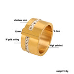 Elevate your style with our exquisite collection of wide rings for women. Crafted from high-quality stainless steel, these silver-colored rings feature a single row of sparkling cubic zirconia, adding a touch of luxury to any outfit. Perfect for wedding bands or everyday wear, these rings are designed to make a statement and enhance your femininity. Explore our range and find the perfect ring for you.