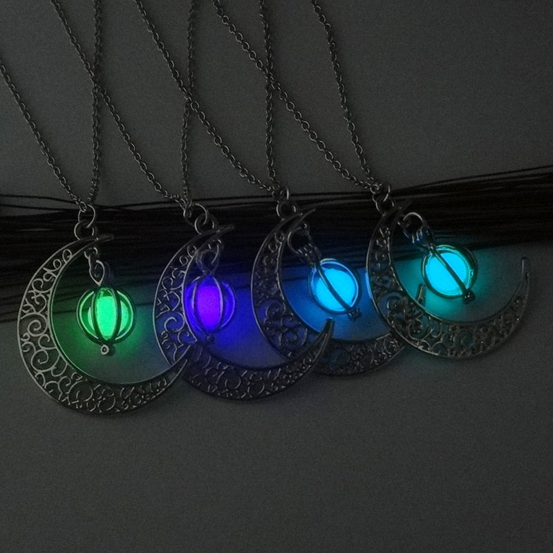 Shine Moon Luminous Stone Pendant Necklace