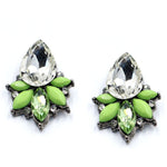 Black Resin Sweet Metal with Gems Stud Earrings
