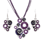 Multilayer Leather Pendant Necklace and Earrings