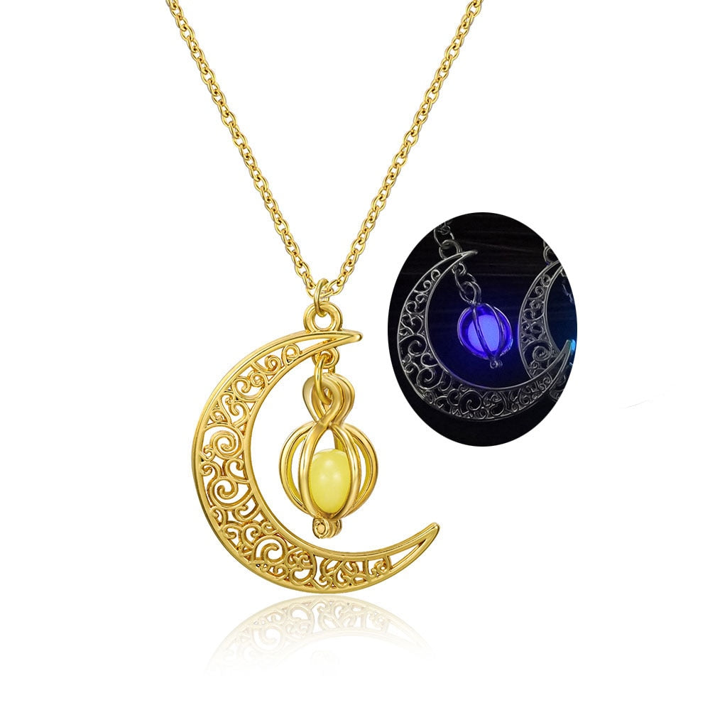 Shine Moon Luminous Stone Pendant Necklace