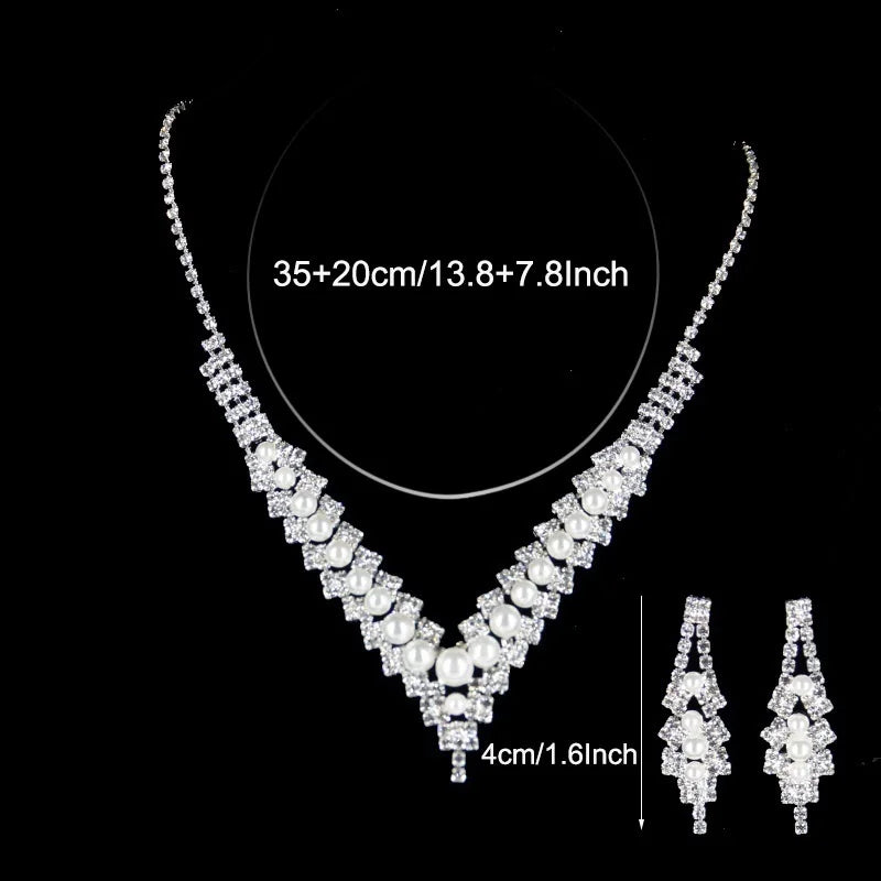 Wedding Crystal Bridal Jewelry Sets Bijoux Marriage Women RED BLUE PEARL Rhinestone Bridal Necklace Jewellery Set