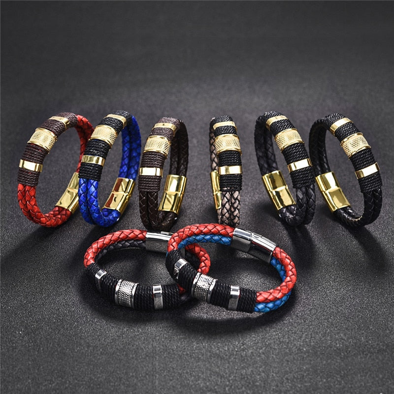 Black Braid Woven Leather Bracelet