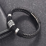 Black Braid Woven Leather Bracelet