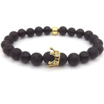 Trendy Lava Stone Imperial Crown Bracelet