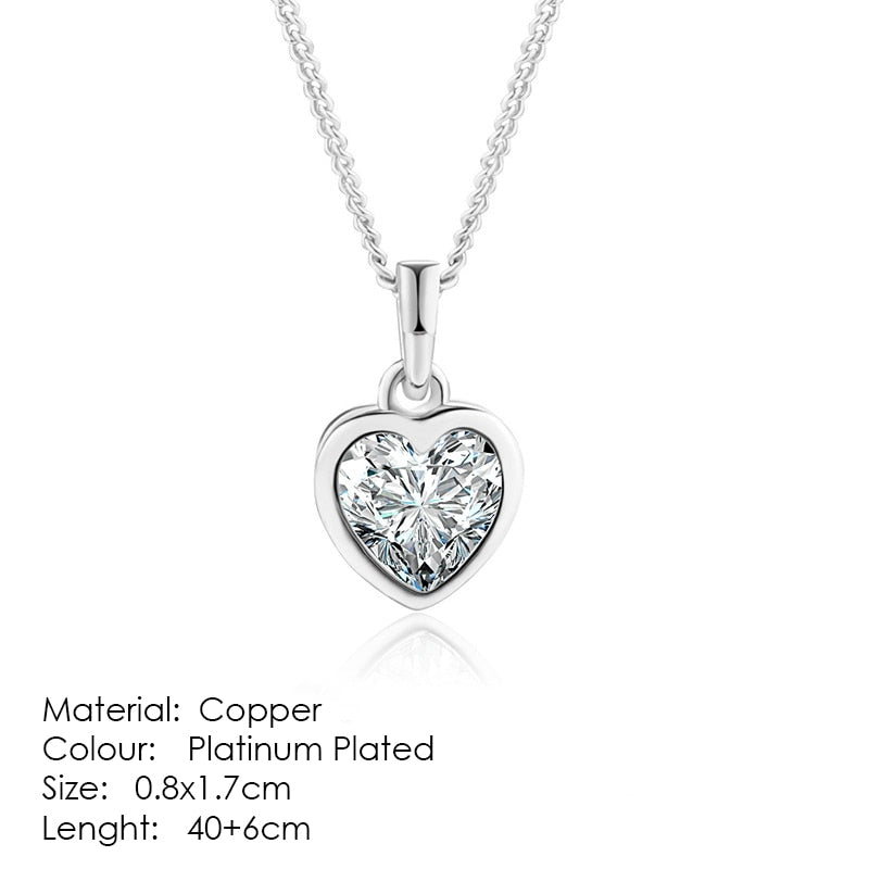 Exquisite Heart shape, ravishing Pendant Necklaces crafted from Copper and bejeweled with Cubic Zirconia - designed to make any look sophisticated. Women's Fashion Necklaces, with a Link Chain finish, perfect for any occasion.