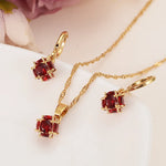 Gold Color Jewelry Sets for Women 18K Plating Earrings and Pendant with Necklace Fashion Party Jewelry