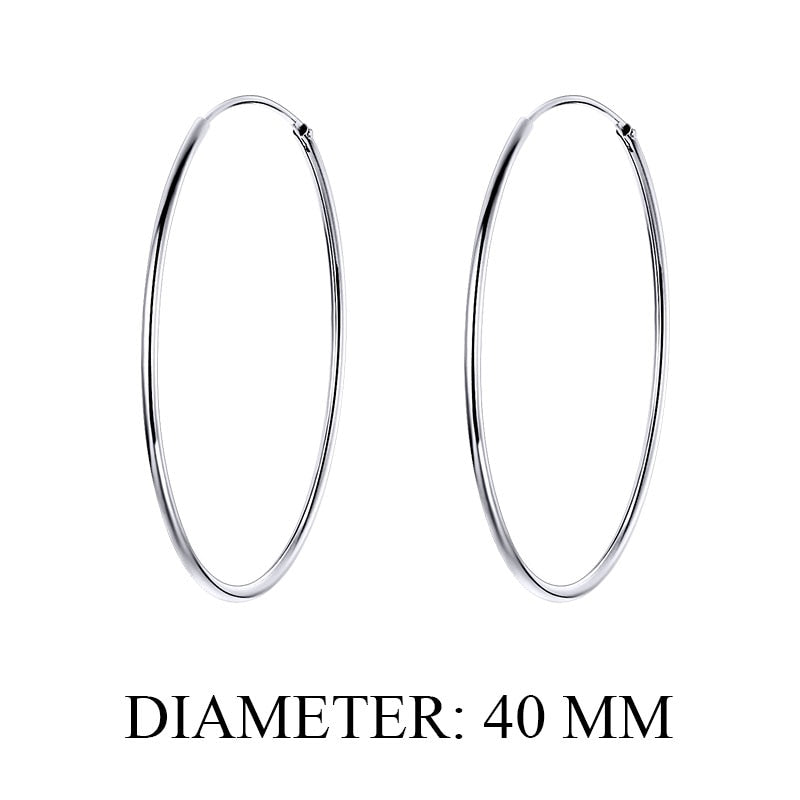 925 Sterling Silver Large Hoop Earrings