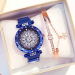 Lucky Flower Luxury Ladies Rhinestone Watches Bracelet Set