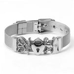 Silver Color Stainless Steel Mesh Watch Belt Bracelets For Women Men Couple Rose Gold Plated Lover Heart Charm Bracelet Bangle