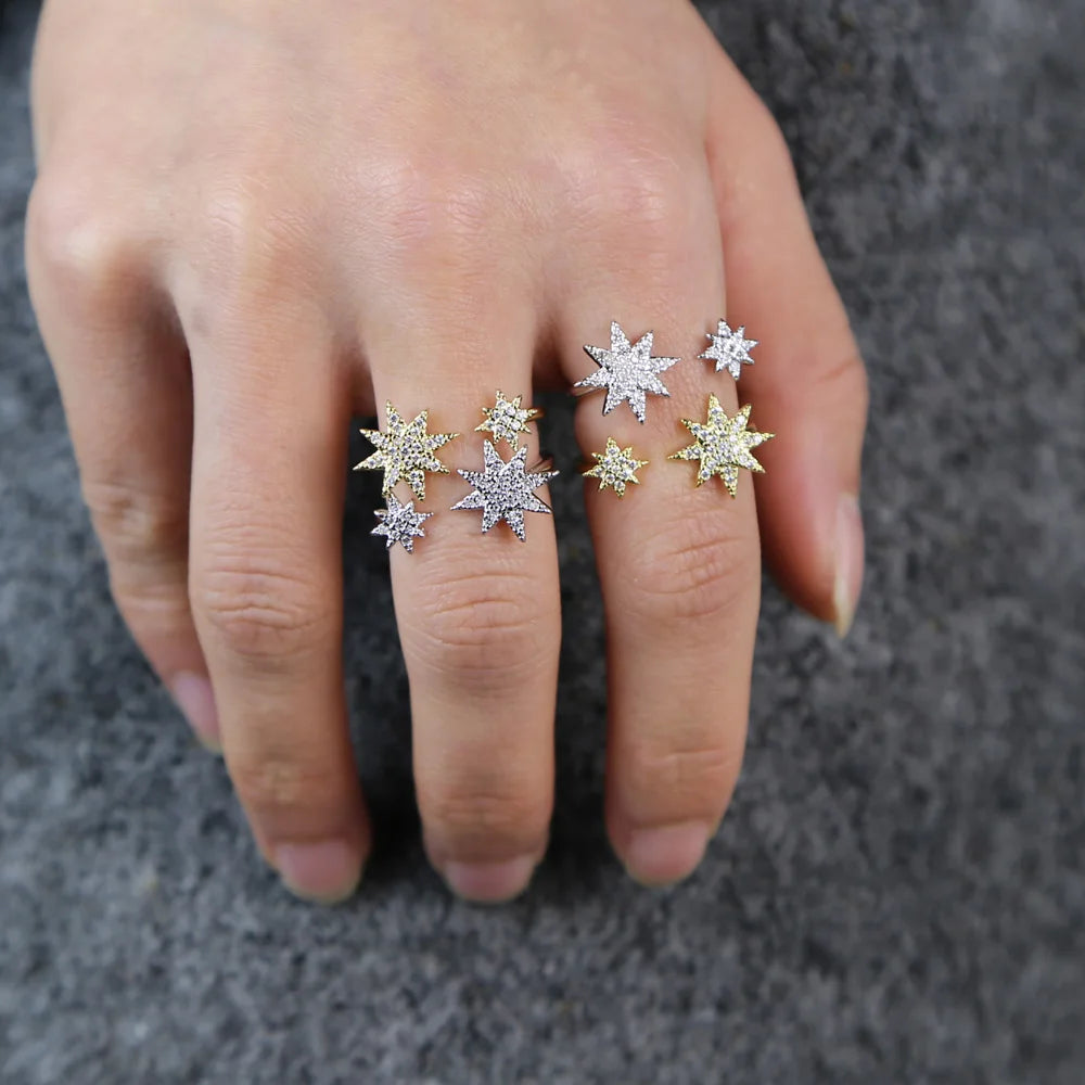 Star ring for girl women open adjusted size fashion trendy jewelry