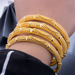 4Pcs/lot 24K Dubai Gold Color Bracelet Bangles For women Wife African Bridal Wedding Gifts Party Africa Bracelet Jewelry