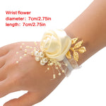 Girls Bridesmaid Wrist Flowers Wedding Prom Party Boutonniere Satin Rose Bracelet Fabric Hand Flowers Wedding Supply Accessories