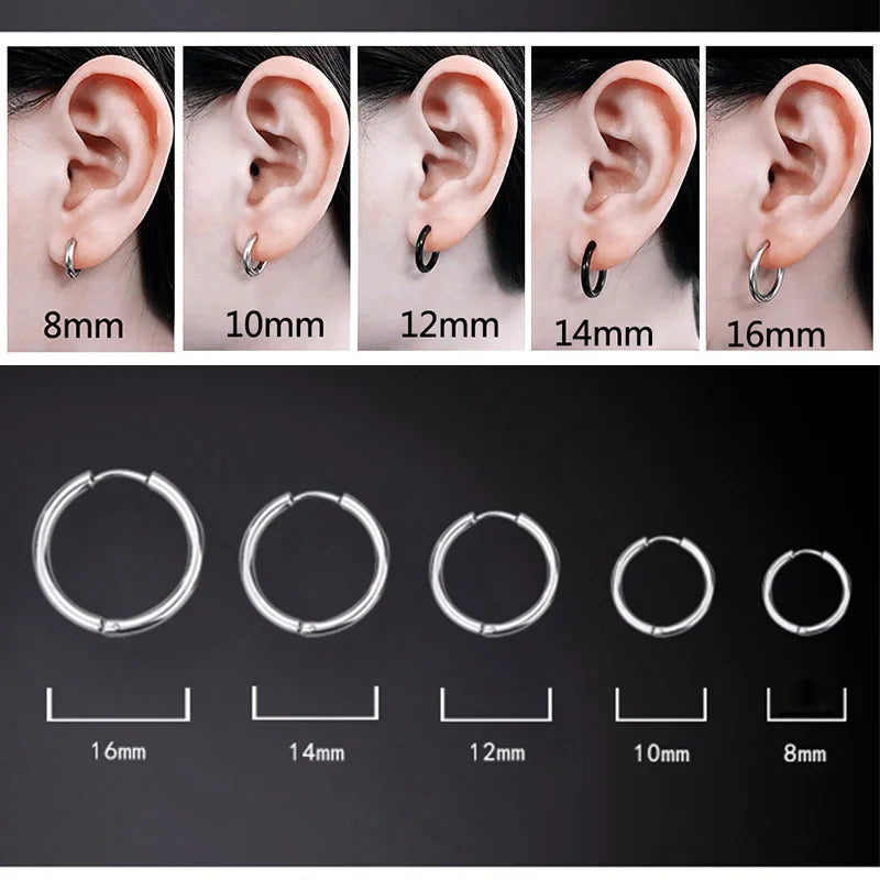 Women/Man Stainless Steel Small Hoops Earring Piercing Ear Cartilage Tragus Simple Thin Circle Anti-allergic Ear Buckle