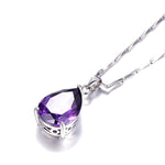 925 Sterling Silver Waterdrop Amethyst Pendant Necklace